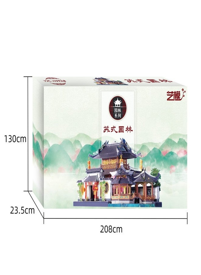 MU 3D Metal Puzzle for Adult Chinese Landscape Architecture Suzhou Style Gardens, Jigsaw DIY Miniature Model Kits for Beginner Building Birthday Gift, 110pcs - Image 4